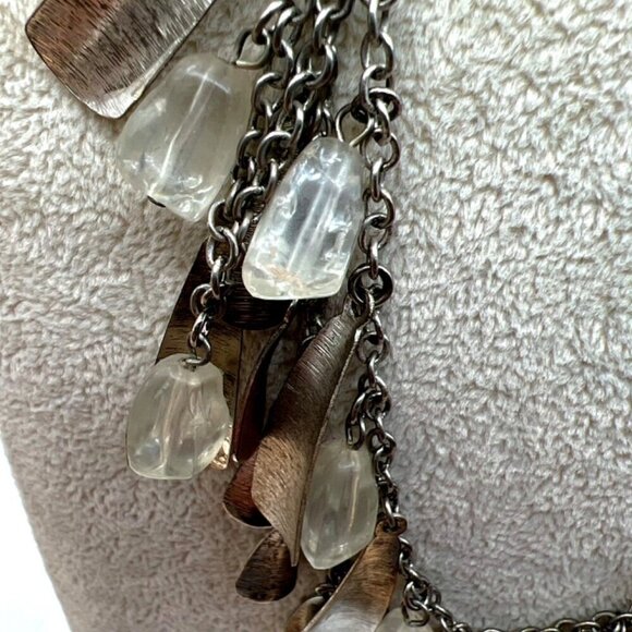 Vintage Boho Metal & Quartz Crystal Pendant Necklace.  B53 - Picture 8 of 12